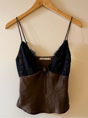 SOLD — Abercrombie & Fitch Black Lace & Brown Satin Camisole